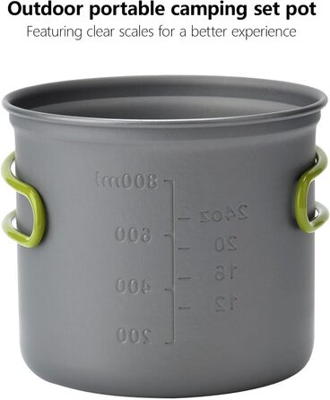 Посуд для кемпінгу та пікніків, набір туристичного посуду з антипригарним покриттям, каструлі та сковороди для приготування їжі на відкритому повітрі, для походів, трекінгу та подорожей з рюкзаком