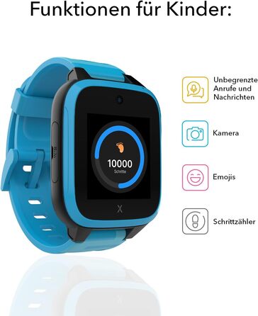 Водонепроникний дитячий годинник-телефон - 4G, дзвінки, повідомлення, шкільний режим, функція SOS, GPS, камера та крокомір - 2 роки гарантії (СИНІЙ) СИНІЙ XGO 3, 3 -