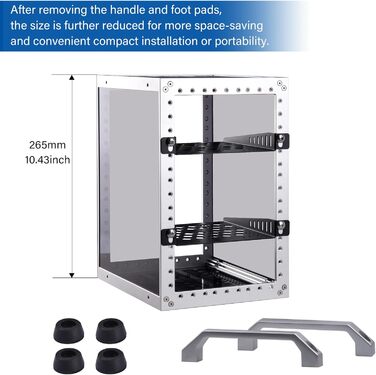 Міні-серверна шафа GeeekPi DeskPi RackMate TT для міні-ПК, мережевих серверів, аудіо- та відеопристроїв, сріблястого кольору