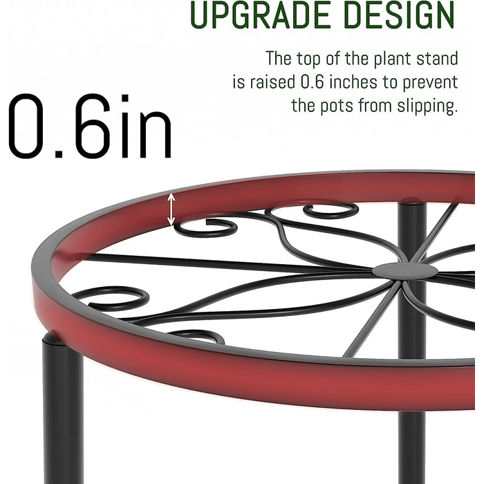 Набір із 5 металевих підставок для квітів, підставок для рослин для кімнатних та вуличних садових рослин, підставок для квіткових горщиків для рослинних драбин, антикорозійної залізної стійки для декору дому та саду (чорна)