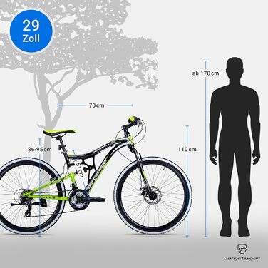 Дюймовий, 29-дюймовий гірський велосипед, дискові гальма, 21 швидкість, повна підвіска, повністю гірський велосипед для хлопчиків, дівчаток, жінок та чоловіків, 29-дюймовий зелений, 26-