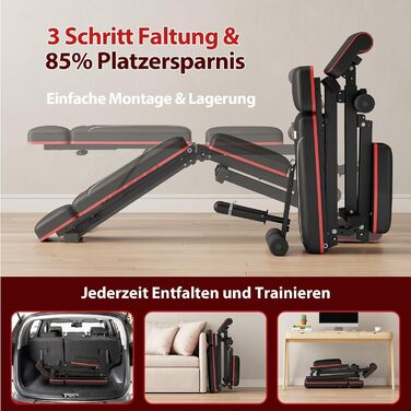 Складана регульована силова лава GIKPAL 360 кг, багатофункціональна тренувальна лава з підйомом ніг, похилою лавою, лавою для жиму лежачи з 7 регульованими положеннями спинки для силових тренувань усього тіла у вашому домашньому спортзалі