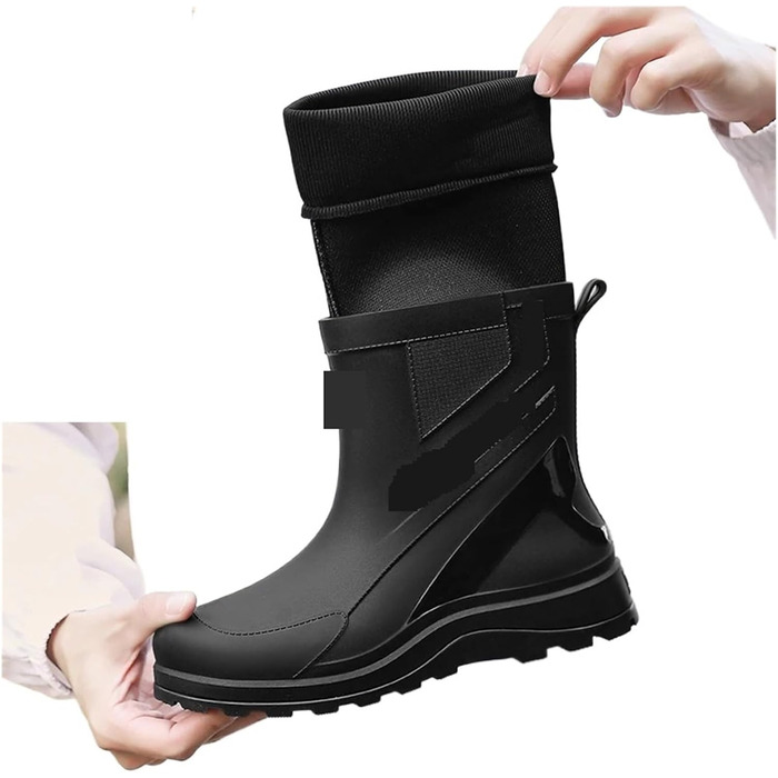 Чоловічі гумові чоботи, чоловічі гумові чоботи дощозахисні, водонепроникні, з підкладкою та теплі, зимові чоботи до литки на осінь та зиму, бежеві, розмір 40 EU