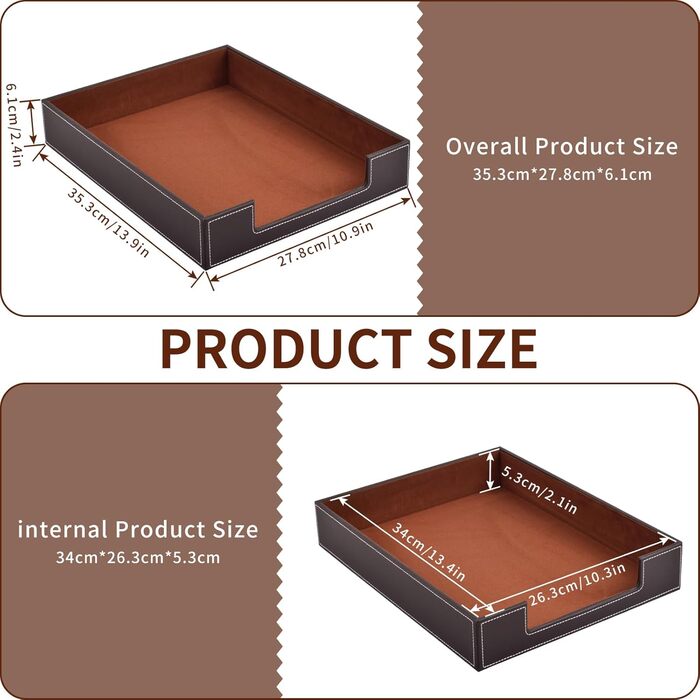 Шкіряний лоток для листів, канцелярське приладдя, органайзер для канцелярського приладдя, журналів, ювелірних виробів, косметики, розкішний тримач для листів та багатоцільова коробка для зберігання, штабелюється, для офісу, кави