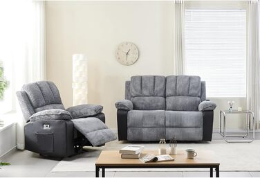 Розкішне багатофункціональне масажне крісло LSLIFE з підігрівом електричного масажного дивана, кріслом для телевізора, шезлонгом, відкидним кріслом, високоякісною шкірою, ергономічним одномісним диваном, заряджається через USB (сіре двоспальне ліжко)