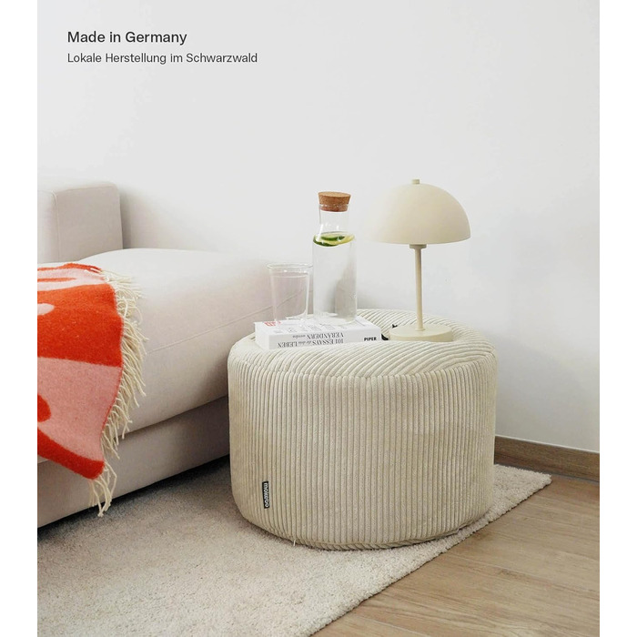 Пуф, табурет або пуф для ніг mokebo з вельвету 30x50 см Лінива весна, подушка для підлоги бежевого кольору, пуф для ніг, кругла тканинна подушка для сидіння для приміщень, пуф, пуф для сидіння, затишний та м&39який, з наповнювачем з EPS-бісеру 30x50 см, в