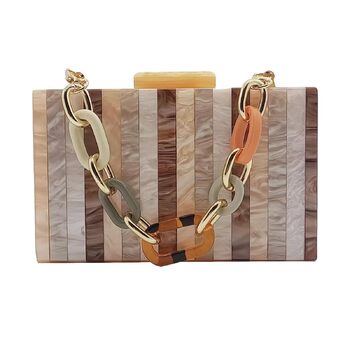 Клатч жіночий акриловий з геометричним мармуровим малюнком, вечірня сумочка з від'ємним ланцюжком, колір абрикосовий