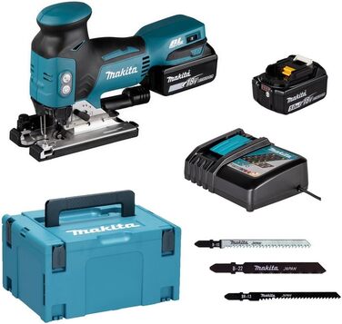 Акумуляторний лобзик Makita DJV181RTJ 18В / 5,0 Ач, 2 акумулятора зарядний пристрій у корпусі MAKPAC Moyen Black / Бензин
