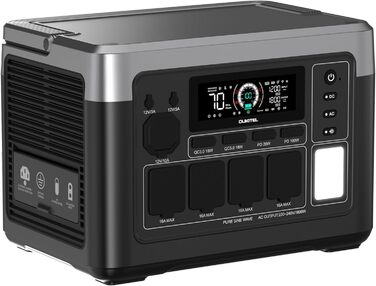 Портативна зарядна станція OUKITEL P1000 Plus, акумулятор LiFePO4 ємністю 1024 Втгод, сонячний генератор потужністю 1800 Вт, швидка зарядка від 0 до 80 за 45 хвилин. Ультратиха для кемпінгу, кемперів та відключень електроенергії P1000PLUS