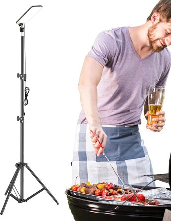 Атмосферна зона кемпінговий ліхтар, ліхтар для будівельного майданчика з високим світловим потоком Телескопічний вуличний ліхтар зі стійкою, регульований робочий ліхтар-штатив для нічної риболовлі, патіо, гаража, майстерні