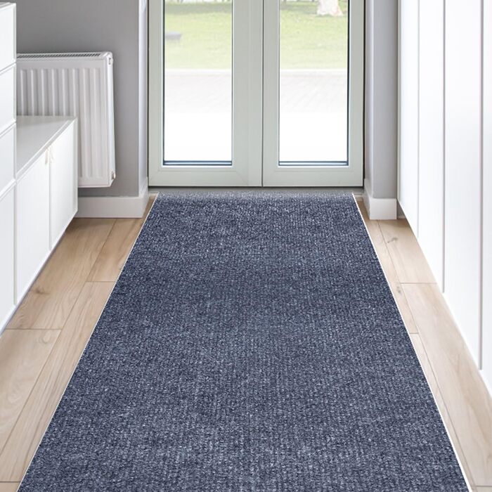 Нековзка килимова доріжка для передпокою 240x60 см, килимова доріжка, яку можна прати, для входу, кухні, спальні, вітальні, передпокою, довга, килимок для дверей, килимок для входу, брудозатримуючий килимок, для приміщень (темно-сірий), темно-сірий 60 x 2