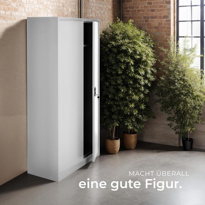 Картотечна шафа Tectake, шафка-купе, багатофункціональна шафа, гардеробна з вішалкою для одягу, побутова шафа з 6 відділеннями, картотечна шафа, що замикається, вкл. полиці, 180x80x40см сірий 180 x 80 x 40см Сірий