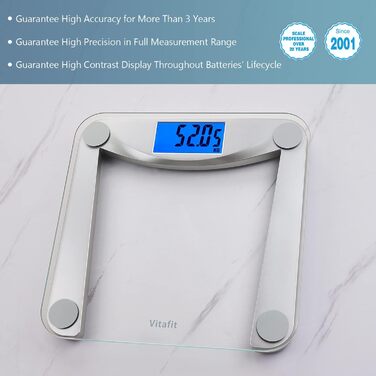 Ваги для ванної кімнати Vitafit Scale Body Fat Scale з додатком 180 кг, шкала складу тіла з Bluetooth, ваги для людей з жиром і м'язовою масою, ІМТ, білок, BMR, чорний (цифрові ваги)