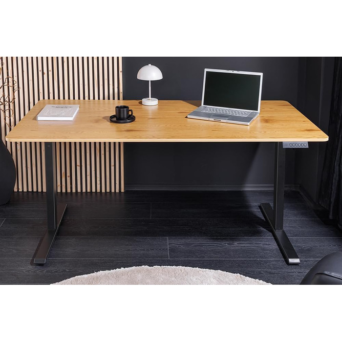 Стіл з регульованою висотою Дубовий стіл - 160 см - Натуральний - Дуб з чорними металевими ніжками Натуральний 160 см