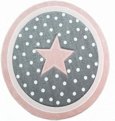 Дитячий килимок Play rug Дитячий килимок круглий із зіркою в рожево-сіро-білому кольорі Розмір 160 см Круглий