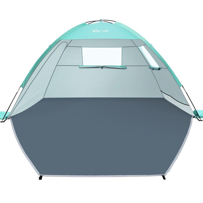 Пляжний намет Glymnis Beach Shelter з 2 дверима на блискавці, захист від ультрафіолету UPF50, вітронепроникний, невеликий розмір у упаковці, пляжний намет для 2-3 осіб
