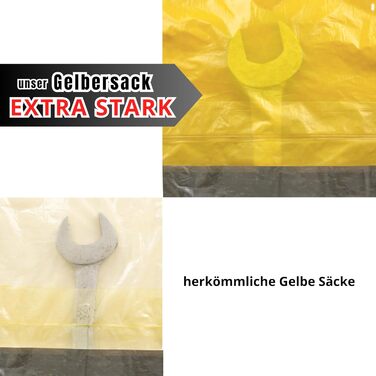 Надзвичайно міцний жовтий мішок 27 мкм, 5 рулонів жовтих мішків, 90 літрів, (найміцніший) - мішок для переробки, що відповідає вимогам DSD (5)
