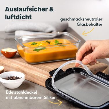 Скляний контейнер для зберігання продуктів SILBERTHAL 1 л - з кришкою з нержавіючої сталі - герметичний - також доступний у комплекті 1 л