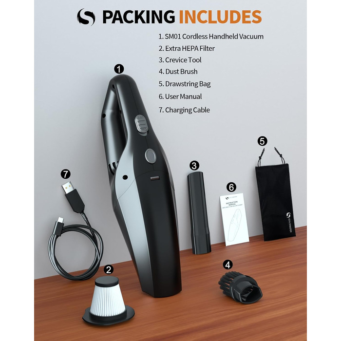 Ручний пилосос акумуляторний, невеликий потужний автомобільний пилосос з акумулятором, портативний автомобільний пилосос ручний пи