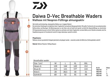 Повітропроникні вейдерси Daiwa D-Vec M - XXL Повітропроникні вейдерси з неопреновими черевиками