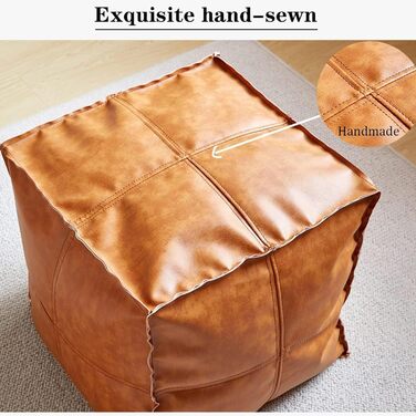 Пуф Louis Donn з чохлом для пуфа, квадратним сидінням, підніжкою, кобурою, пуфом зі штучної шкіри без наповнення, підніжкою для використання в приміщенні та на вулиці, 45x45x45 см (коричневий) (ТІЛЬКИ чохол) помаранчевий