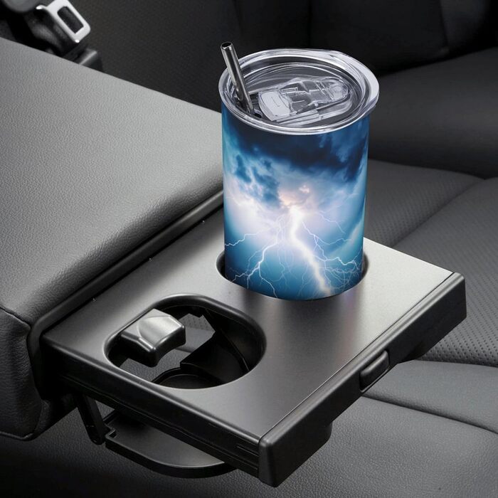 Кружка з прямою трубочкою, 590 мл, з принтом блискавок, підходить для кемпінгу, офісу та дому.