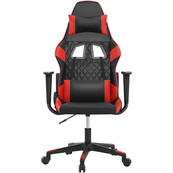 Геймерське крісло, чорно-червона штучна шкіра, з регульованою спинкою та висотою, офісне крісло з поворотом на 360 градусів, міцним металевим каркасом та зносостійкою штучною шкірою, 37 x 45 см (Ш x Г), червоне