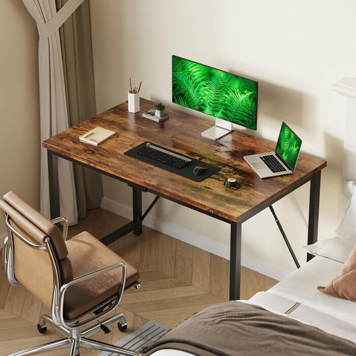 Письмовий стіл Devoko 100x50x75 см Невеликий комп&39ютерний стіл з регульованими ніжками та гачками Вантажопідйомність 60 кг, водонепроникний Для домашнього офісу та кабінету Вінтажний коричневий 100 x 50 x 75 см