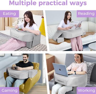 Подушка для читання Babenest для колін, підлокітник, ігрова подушка для роботи, регульована по висоті подушка для колін для дорослих, для сидіння в ліжку, дивані, підлозі (плюшево-сірий)