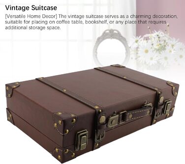 Вінтажна валіза Yctze, 34 x 20,5 x 8 см, Декоративна валіза з дерева та шкіри для зберігання речей, оформлення дому та тематичних вечірок