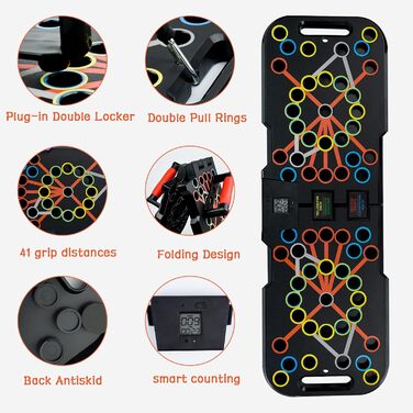 Складана стійка для віджимань 41-в-1 з ручкою, петлями, ремінцями та розумним лічильником, кронштейн для віджимань, система тренування м&39язів для домашнього фітнесу, тренажерного залу, стійки для вправ