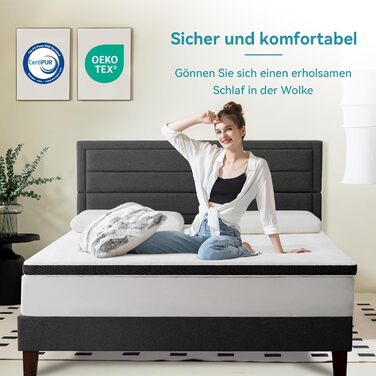 Наматрацник Storeo Basics Comfort з піни з ефектом пам&39яті, плюшевий, 180 x 200 см, висота 7 см, білий 180 x 200 x 7 см