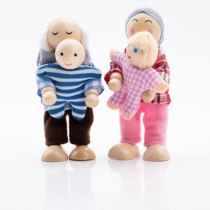 Дерев&39яний ляльковий будиночок для сім&39ї з котом та собакою, фігурки для лялькового будиночка для подарунка на аксесуари для лялькового будиночка