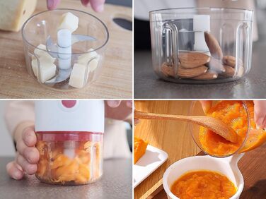 Подрібнювач з підключенням USB, міні кухонний комбайн, ємність 250 мл, потужність 3,7 В, 3 леза з нержавіючої сталі, акумуляторна