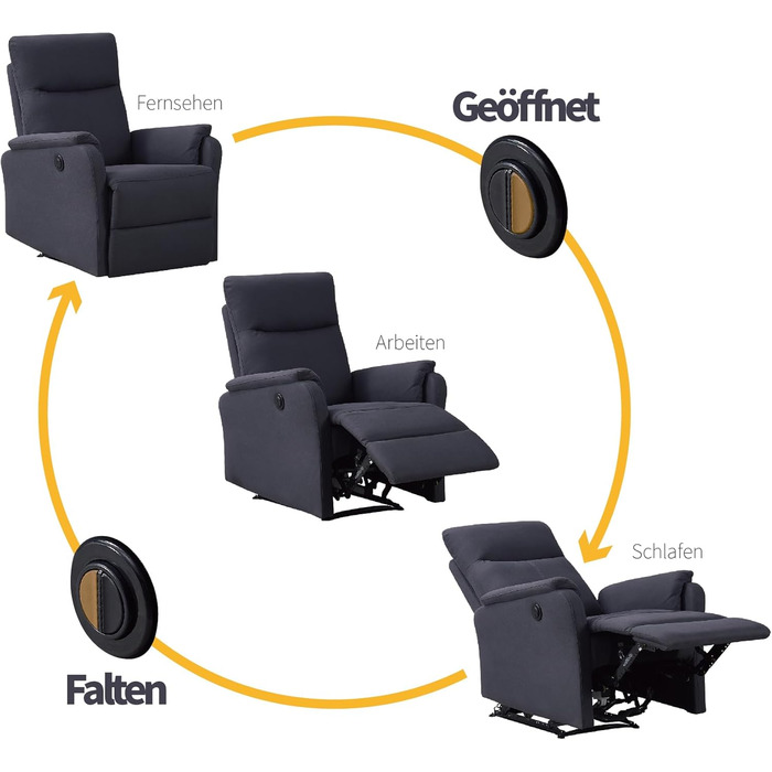 Розслаблююче крісло-реклайнер, масажне крісло з електрорегулюванням, ергономічне крісло для перегляду телевізора, роботи та сну (Roland Grey)