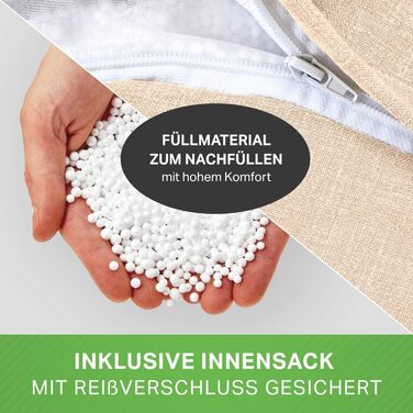 Табурет-мішок з квасолі Green Bean, домашній лляний, круглий, 45x25 см, з наповнювачем з EPS-бісеру - Пуф-підставка для ніг для квасолі-мішків - Подушка на підлогу для дітей та дорослих - Подушка на сидіння табурета Sand - Піщано-кремовий