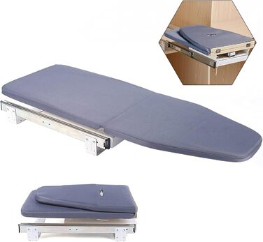 Складана прасувальна дошка, розсувна на 180 прасувальна дошка 80 см, компактна настінна шафа, що економить місце, зі знімним тканинним чохлом, сіра