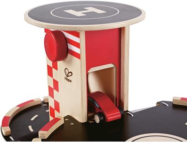 Ігровий набір дерев&39яний гараж від Hape Автомобільний гараж на ТРЬОХ рівнях з автомобілями та вертольотом