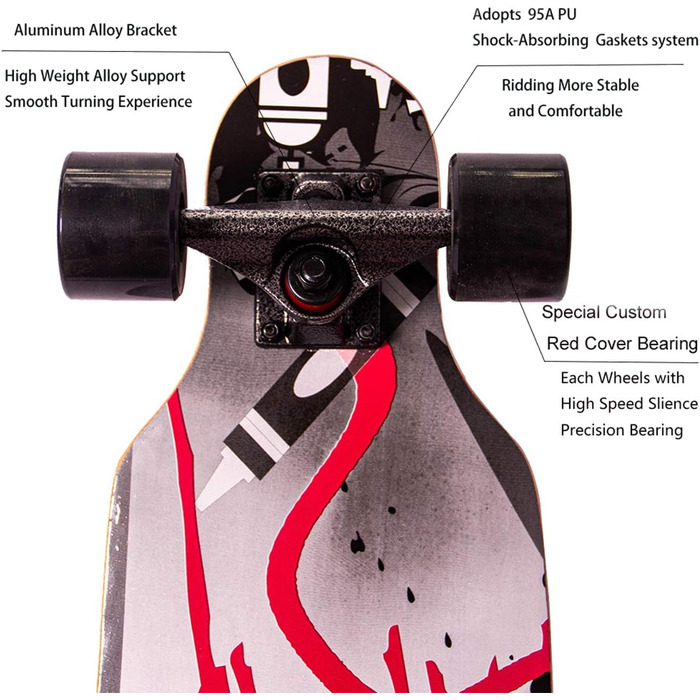 Лонгборд Sumeber Graffiti 31" Drop-Through Cruiser LED – freeride з світними PU колесами 95A, 9-шаровий клен, для дівчат, новачків, дітей та дорослих