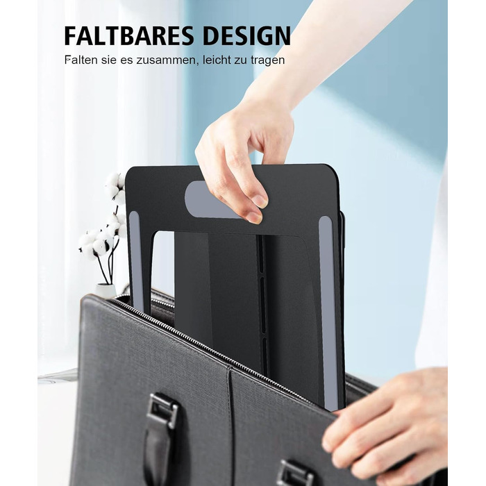 Підставка для ноутбука Glangeh регульована по висоті, ергономічна, портативна. Складана алюмінієва підставка для ноутбука та книг, сумісна з MacBook Air Pro (1016 дюймів), чорного кольору.