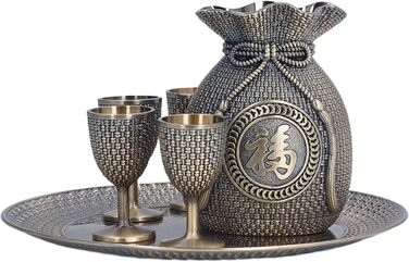 Турецький чайний сервіс у вінтажному стилі з цинкового сплаву з рельєфним малюнком та вишуканим дизайном, стійкий до вицвітання та надзвичайно довговічний турецький кавовий сервіс з чашками для декору дому