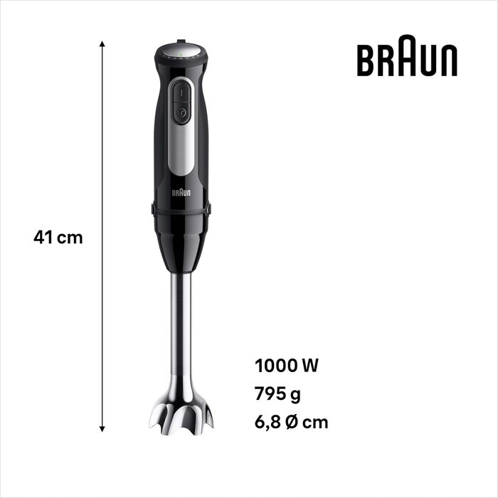 Занурювальний блендер Braun MultiQuick 5 Pro 1000 Вт з міксбекером 600 мл, чорний Модель 2025