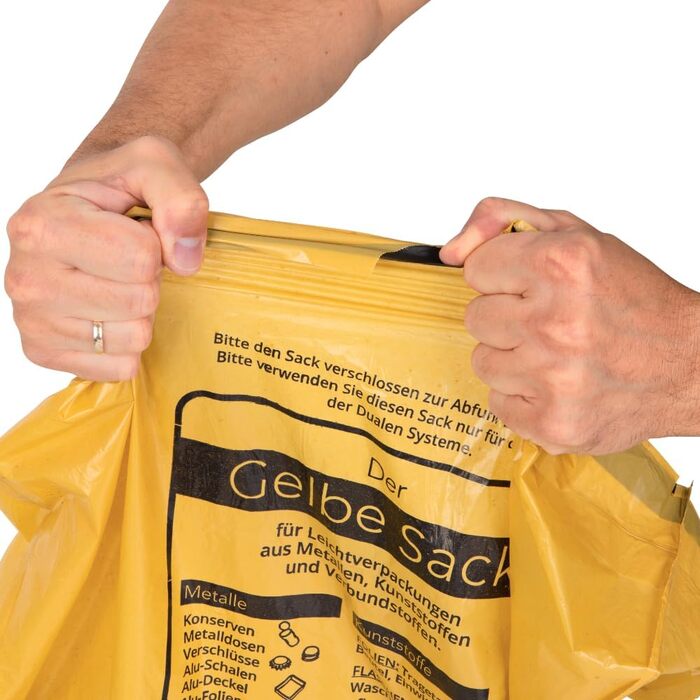 Надзвичайно міцний жовтий мішок 27 мкм, 5 рулонів жовтих мішків, 90 літрів, (найміцніший) - мішок для переробки, що відповідає вимогам DSD (5)