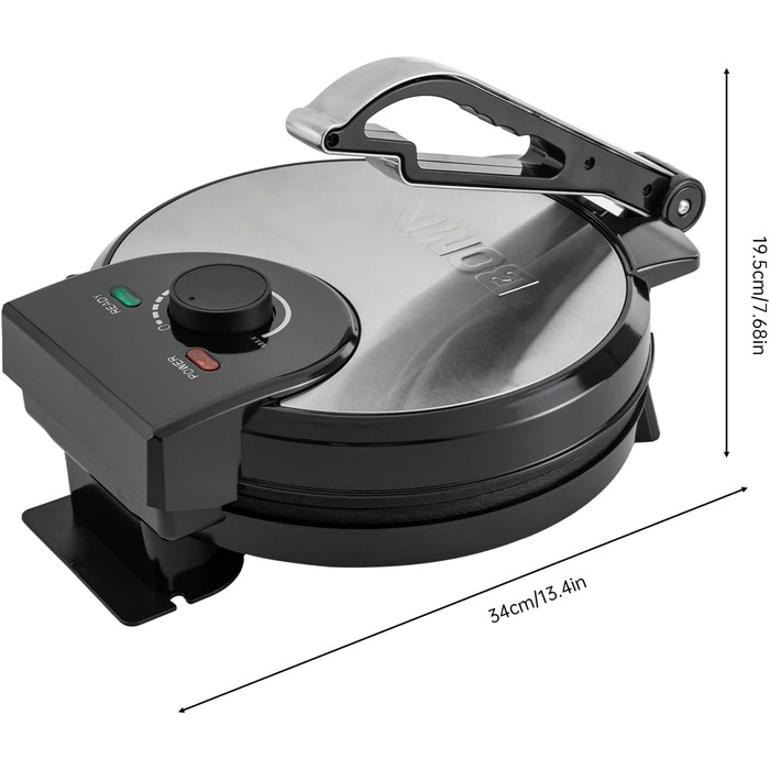 Електричний прес для тортильї чапаті Двостороння нагрівальна млинниця з нержавіючої сталі для чапаті, тортильї, коржів 1200 Вт