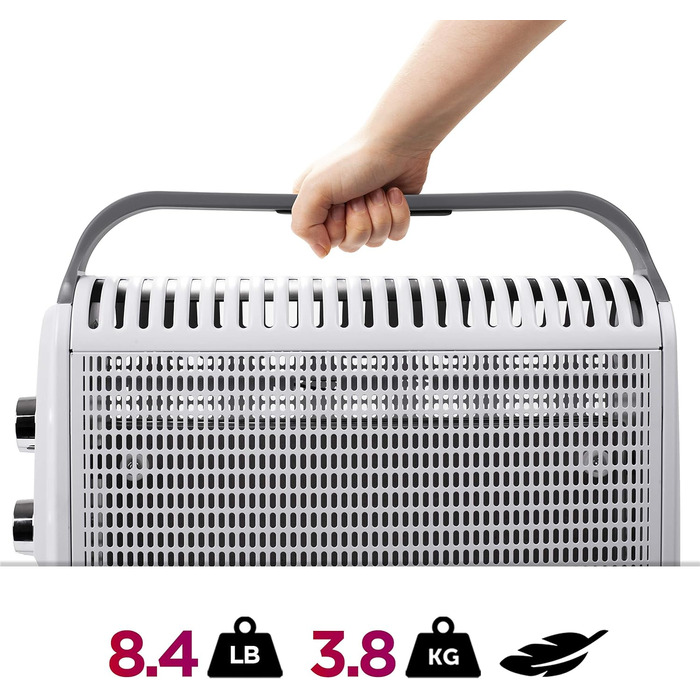 Конвекторний обігрівач Duronic HV180 WE, електричний обігрівач потужністю 2000 Вт, радіаційний обігрівач з електричним радіатором, електричний обігрівач для приміщень, портативний обігрівач для невеликих приміщень