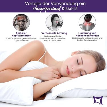 Подушка 60x70 см - Бавовняний чохол для подушки Комплект з 2 шт., Ергономічна подушка для сну середньої жорсткості Підтримує голову та шию - Активна циркуляція повітря 70 x 60 см