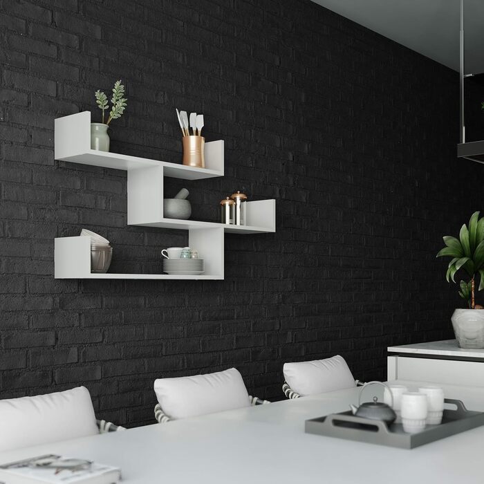 Рівнева настінна полиця Сучасна дерев&39яна книжкова шафа для вітальні, спальні, офісу 120x23x66 см Білий, 3-