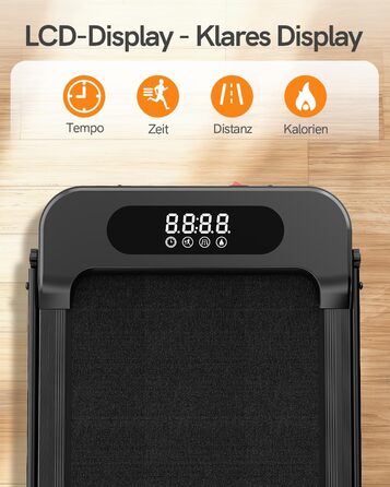 Бігова доріжка HomeFitnessCode Incline - біговий килимок, маленький міні-біговий килимок з нахилом, електричний під столом, 1-8 км/год, чорний