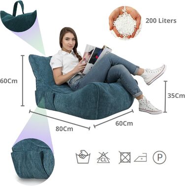Крісло-мішок для вітальні - Оксамитовий пуф - М&39який пуф-мішок з кишенею та ручкою, м&39який - Крісло для відпочинку - В&39язаний табурет - Предмети дому - Віначча 29 розміру темно-коричневий 29 розміру