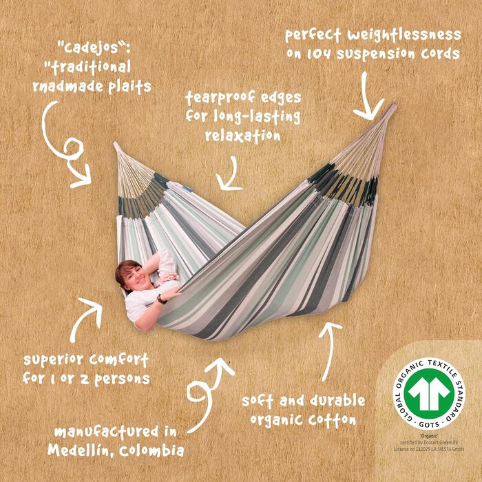 Класичний двомісний гамак з бавовни